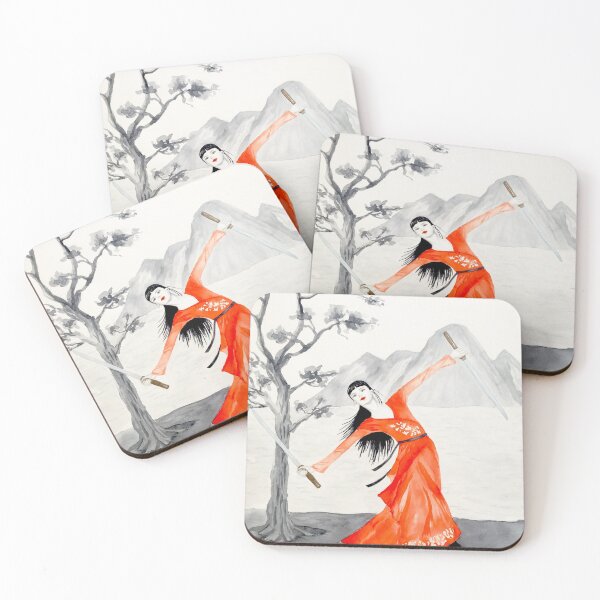Item preview, Dancing Samurai Japan woman in Red and black and white designed and sold by artsome-design.