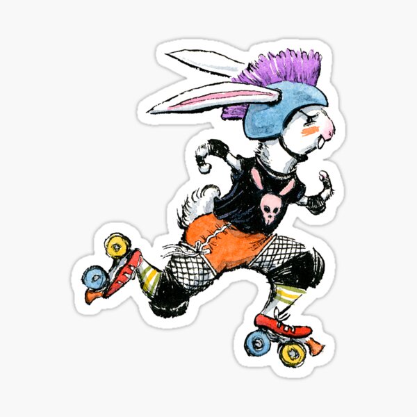 Derby Bunny, Roller Derby Rabbit Design Sticker