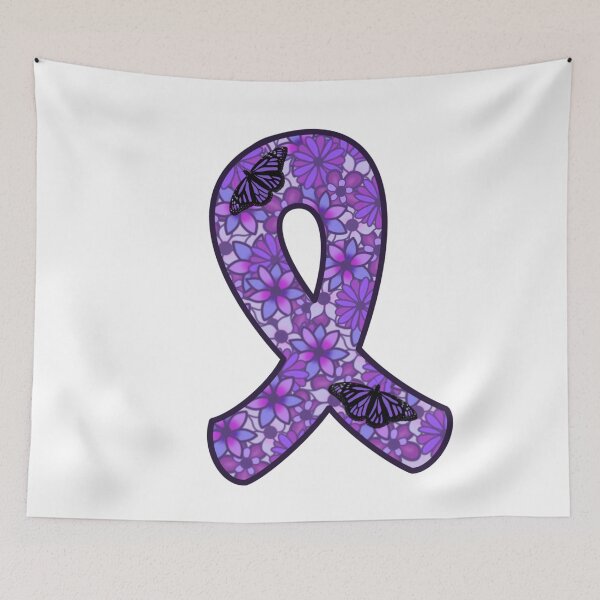 Item preview, IBD Awareness floral Purple Ribbon  designed and sold by Stingrae22.
