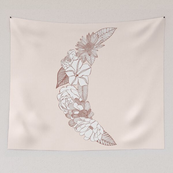 Item preview, Floral celestial moon art designed and sold by TanyaMakesART.