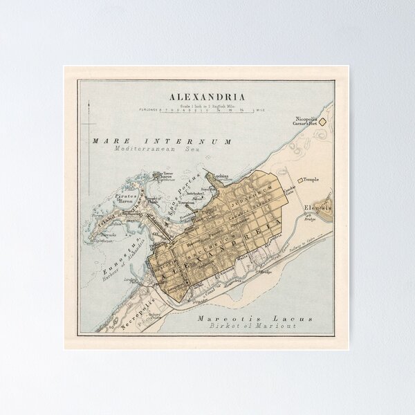 Item preview, Vintage Alexandria Egypt Map (1874) designed and sold by BravuraMedia.