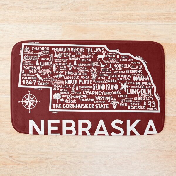 Item preview, Nebraska Map designed and sold by fiberandgloss.