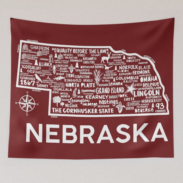 Item preview, Nebraska Map designed and sold by fiberandgloss.