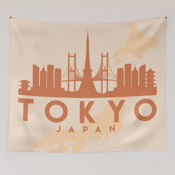 Artikelvorschau, TOKYO JAPAN CITY MAP SKYLINE EARTH TONES entworfen und verkauft von deificusArt.