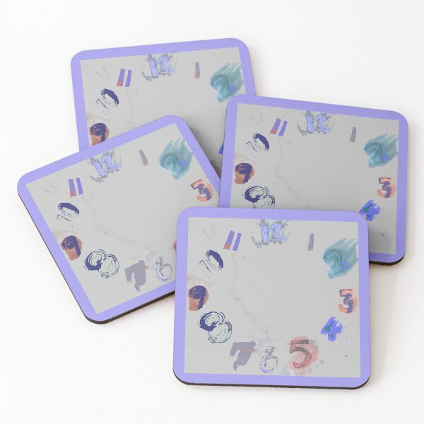 Item preview, Clock with Numbers, light gray watercolor with blue, teal green, terracotta, purple designed and sold by djrunnels.