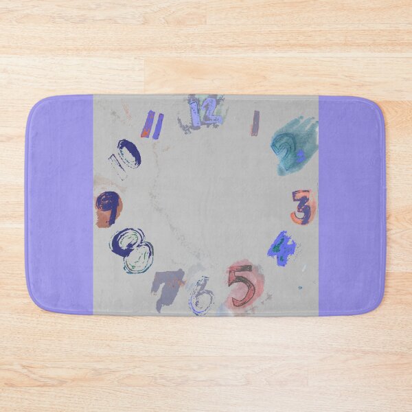 Item preview, Clock with Numbers, light gray watercolor with blue, teal green, terracotta, purple designed and sold by djrunnels.