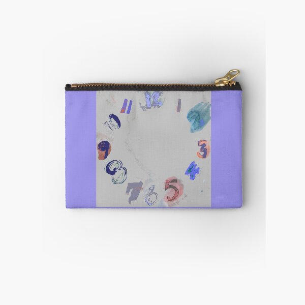 Item preview, Clock with Numbers, light gray watercolor with blue, teal green, terracotta, purple designed and sold by djrunnels.