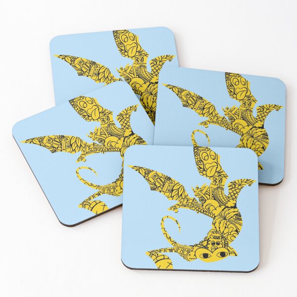 Item preview, A yellow stencil artwork of amercian dragon designed and sold by Aver0-art.