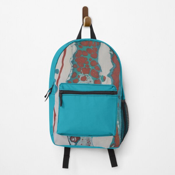 Item preview, Fluid art painting - teal, coral, white designed and sold by themuseinspired.