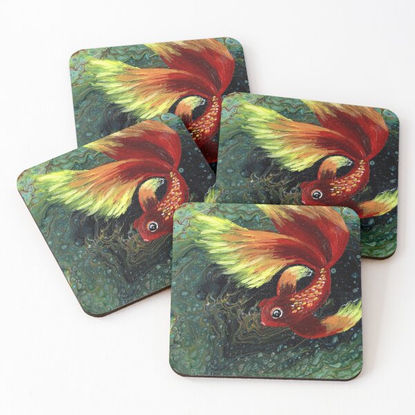 Item preview, "Betta Pool" Embellished Fluid Art Painting designed and sold by peonypours.