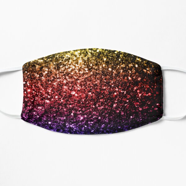 Beautiful rainbow yellow red purple sparkles Flat Mask
