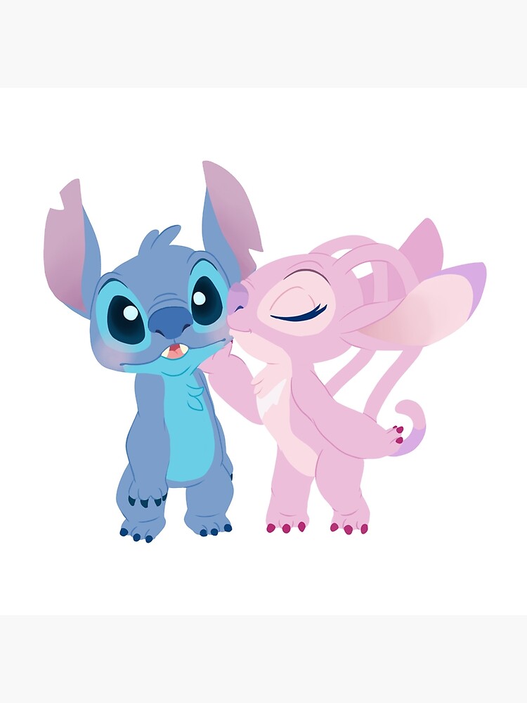 Stitch Kissing Angel Cartoon Couple Lovers Lilo And Stitch Blanket