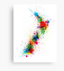 New Zealand Paint Splashes Map Canvas Print