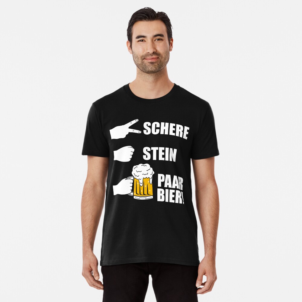 Schere Stein Paar Bier JGA Saufspruch Lustiges Trinkspiel T-Shirt