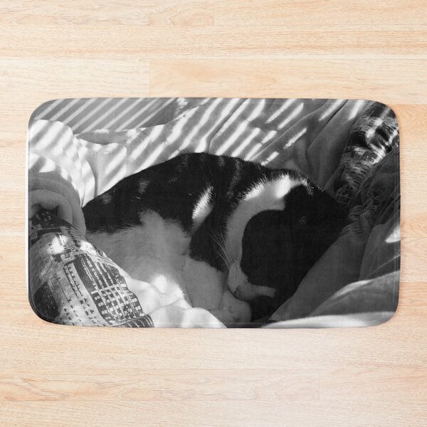 Item preview, Black and White Cat on Bed  designed and sold by selfdevelopment.