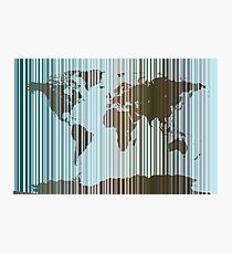 World Map Abstract Barcode Photographic Print