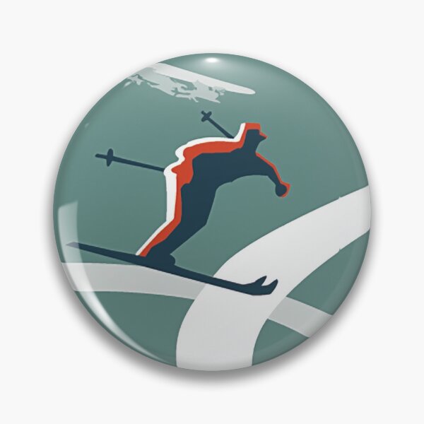 Item preview, Mid Century Figure 8 Skiers in Retro Style on Teal designed and sold by vinpauld.