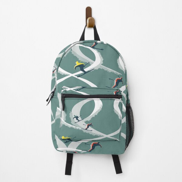 Item preview, Mid Century Figure 8 Skiers in Retro Style on Teal designed and sold by vinpauld.