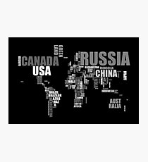 World Map in Words Photographic Print
