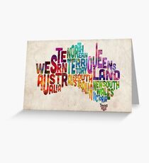 Australia Typographic Text Map Greeting Card