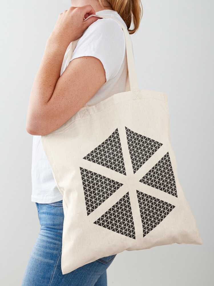 Beyond the third dimension - Black cube made up with simple geometric  triangle shapes | Tote Bag