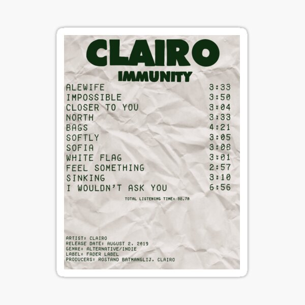 Recibo del álbum de Clairo Pegatina