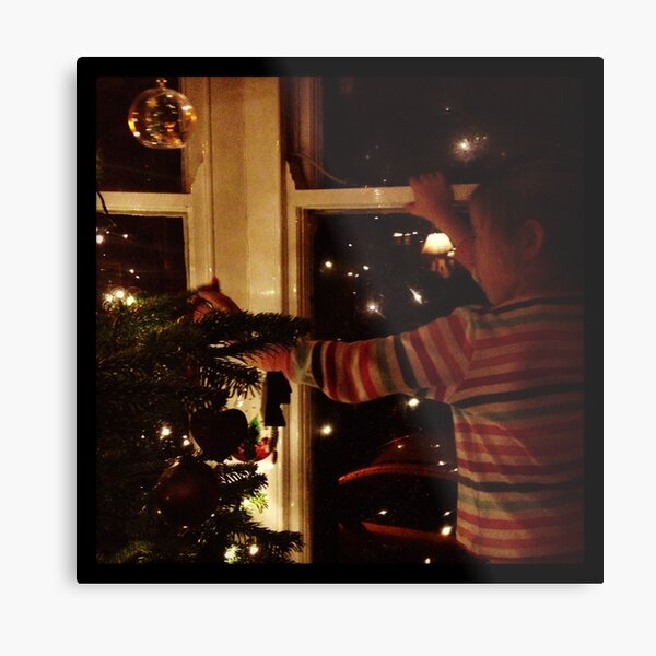 Putting decorations on the tree Metal Print