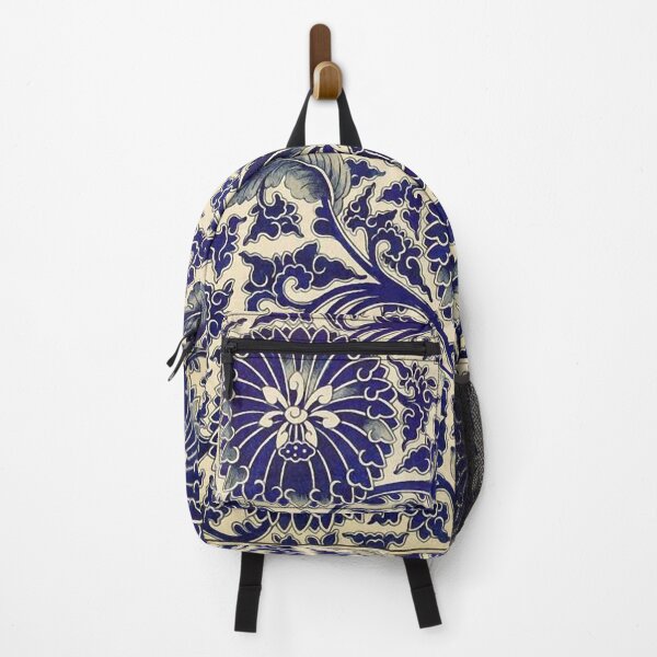 Item preview, WHITE BLUE FLOWERS ,SWIRLS, LEAVES Art Nouveau Floral designed and sold by BulganLumini.