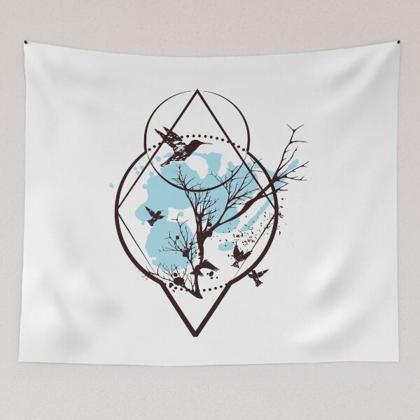 Item preview, Geometric with Branches and Birds designed and sold by Ninjawhere.