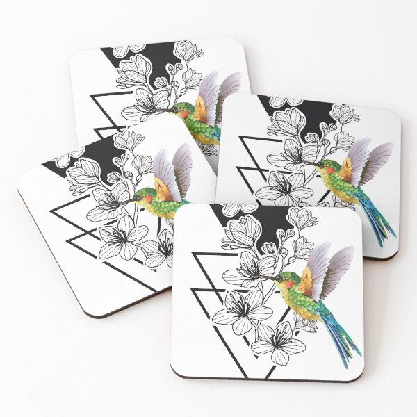 Item preview, Geomteric Hummingbird and Flowers designed and sold by Ninjawhere.
