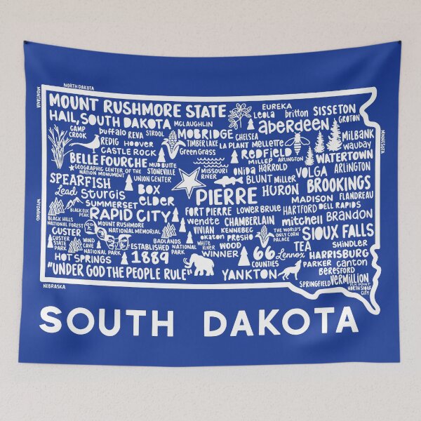 Item preview, South Dakota Map designed and sold by fiberandgloss.