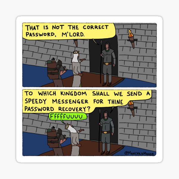 Artikel-Vorschau von Monty Python Passwortwiederherstellung, designt und verkauft von ManchildManor.
