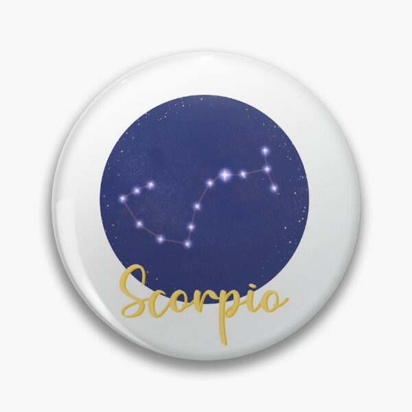 Item preview, scorpio star sign constellation design with scorpio in yellow calligraphy underneath designed and sold by Jenny Romeril.
