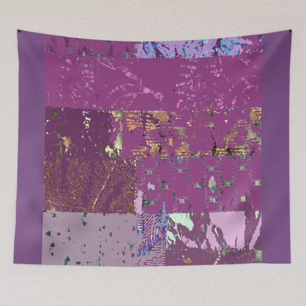 Item preview, Plum textiles, mixed media, fiber art, purple, pink, blue, lavender, orange, green designed and sold by djrunnels.
