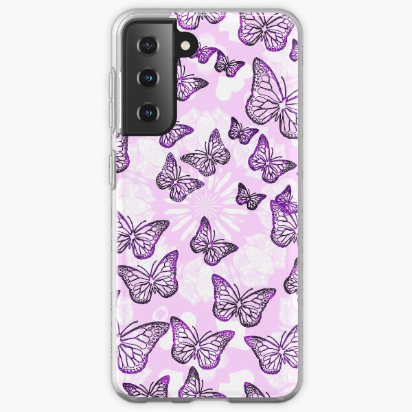 Hearts Galore Black Cherry Textured Butterflies Samsung Galaxy Soft Case