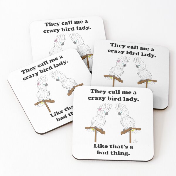 Item preview, Crazy bird Lady with Umbrella Cockatoos designed and sold by Laughing Parrot Studio.