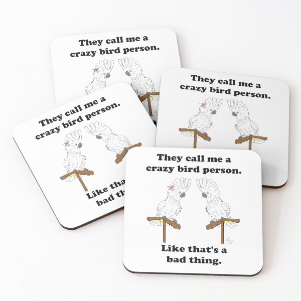 Item preview, Crazy Bird Person with Umbrella Cockatoos designed and sold by Laughing Parrot Studio.