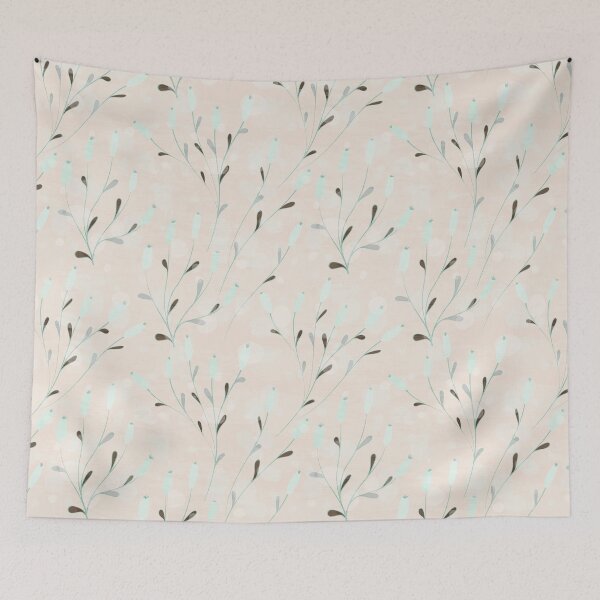 Item preview, Mint Green and Brown Winter Floral Flower Pattern designed and sold by digitalvintage.