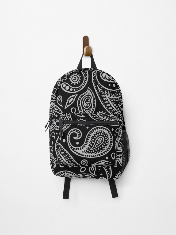 BLACK Bandana Print Black Paisley Backpack for Sale by Full Moon Redbubble