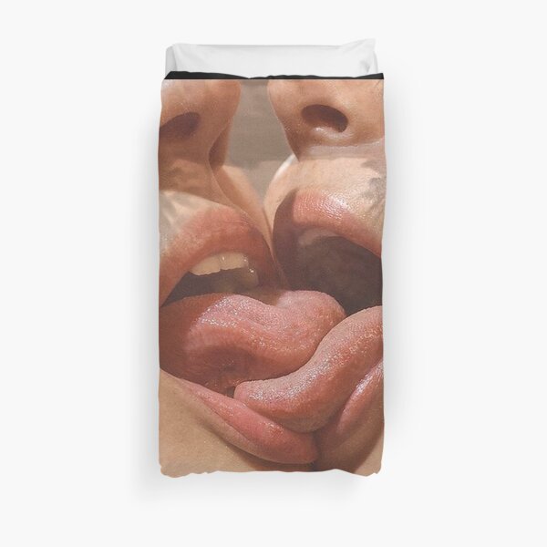 Lesbian Kiss Foreplay Duvet Cover By Weirdandbizarre