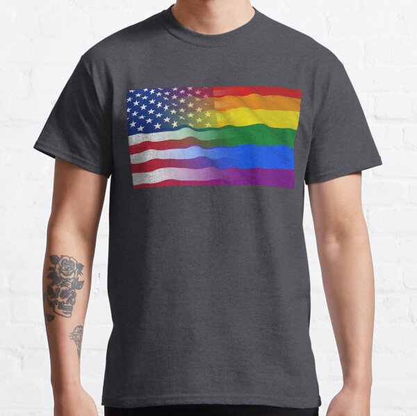 Rainbow American Flag T Shirts for Sale Redbubble