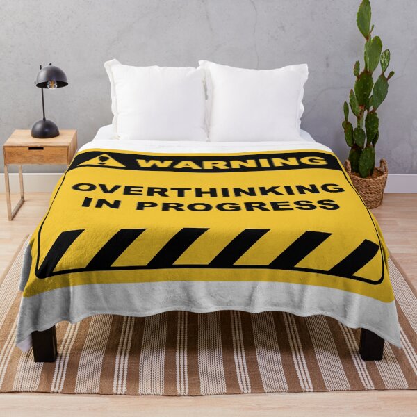 Item preview, Warning Sign "Warning Overthinking In Progress" Sayings Sarcasm Humor Quotes designed and sold by ColorMeHappy123.