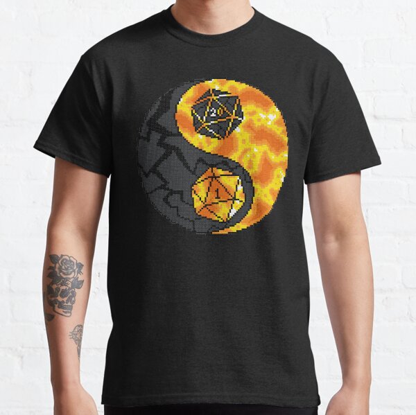 D20 Lava Yin Yang Cross Stitch Classic T-Shirt