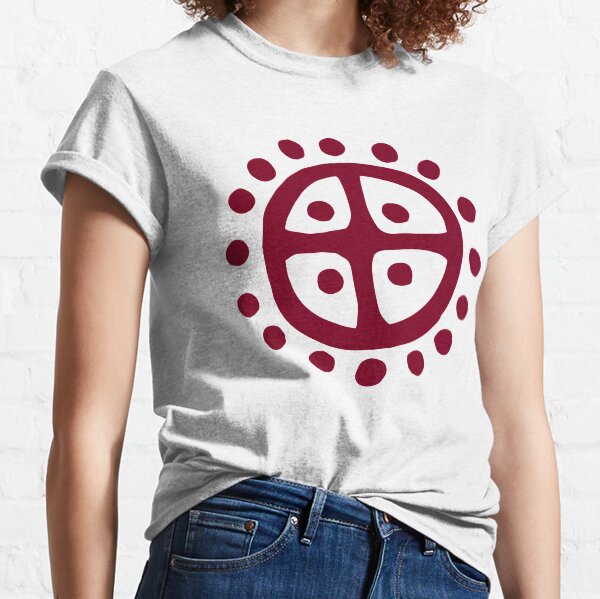 Nordic Sun Wheel Dark Red | Prehistoric Norse symbols Classic T-Shirt