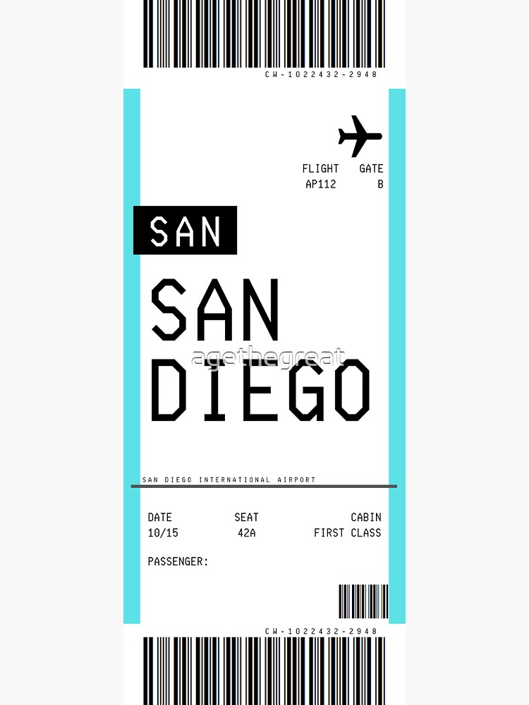 Thumbnail 3 of 3, Sticker, San Diego Boarding Pass designed and sold by agethegreat.