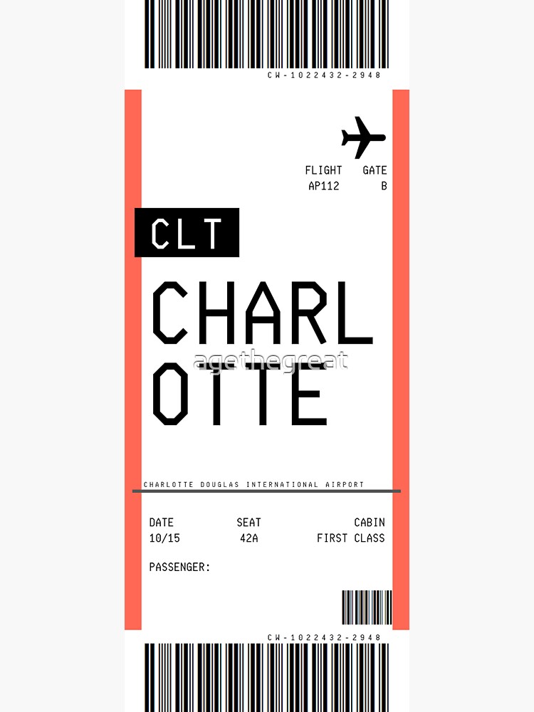 Thumbnail 3 of 3, Sticker, Charlotte Boarding Pass designed and sold by agethegreat.