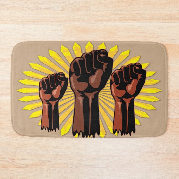 Item preview,  Black Power Raised Fists Symbols Slogan on Abstract yellow sun designed and sold by BluedarkArt.