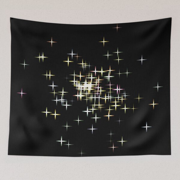 Item preview, sparkly stars in rainbow colours with light streaks designed and sold by DottedYeti.