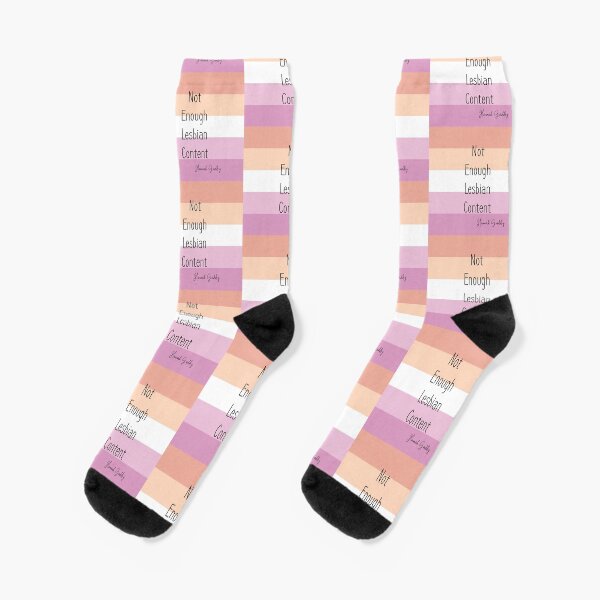 Funny Hannah Gadsby Quote - Not Enough Lesbian Content on Lesbian Flag background Socks