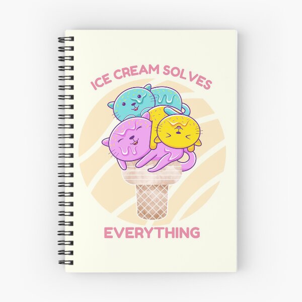Item preview, Kawaii Cat ice cream cone "Ice cream solves everything "- Gift for cat lovers, cute ice cream cat designed and sold by TamGustam.
